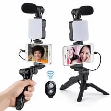 Bastão Selfie Tripé com Luz LED Controle Remoto Suporte Celular Live Streaming