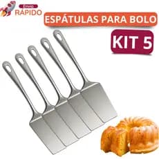 Kit 5 Espátula Aço Inox Confeitaria Para Cortar e Servir Bolo Torta Pizza em Resistente Resistente