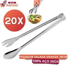 Kit 20 Pegadores Salada 29cm Universal Para Buffet Restaurante Lanchonete Pegador Grande Aço Inox