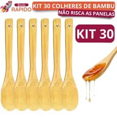 Kit 30 Colher de Bambu Colher de Pau Madeira para Cozinha Para Presentear Cliente Não Risca Panela