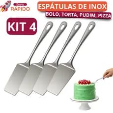 Conjunto 4 Espátula de Bolo Inox Torta para Confeitaria Restaurante Buffet Para Cortar Bolo Servir
