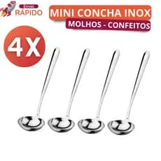 Kit 4 Mini Concha Inox Para Molhos Caldos Confeitos Buffet Sorvete Açaí Mini Concha Para Cozinha