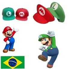 boné ou Boina turma do super mario bross super mario luigi adulto infantil Bross Fantasia Festa