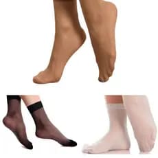 10 OU 20 Pares de Meias Soquete Fina Cor Pele Nude Medio Atacado Social Feminina Bege Preta Branca