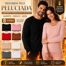 Camisa Térmica Feminina ou Masculina Peluciada Manga Longa Segunda Pele Blusa Flanelada Frio Inverno