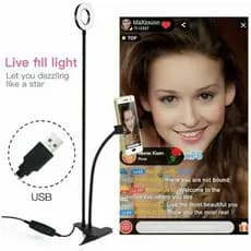 Luz para celular Ring Light 9cm com Suporte de Mesa para Celular 110V/220V Video Fotos Maquiagem