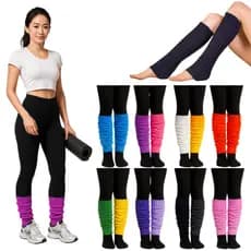 Par de Meia Polaina Aeróbica Academia Esporte Fitness Ballet Ginastica Lisas Polainas Diversas Cores