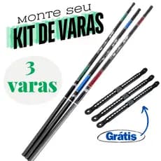 Kit 3 Varas Telescópicas 3,60m Fibra de Carbono Caniço de Pesca Enrolador de Linha Pesca Capa Transporte Percar Pescaria