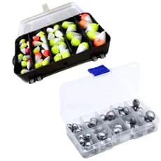 Kit Pesca Chumbada Boias Estojo Caixa Organizador Pescaria Boia Isopor Lambari Oliva Bola Redonda