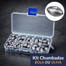 Kit Chumbadas de Pesca Completo em Caixa Organizadora | Pesos Variados 1g a 15g | Bola ou Oliva