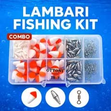 Kit Pesca Lambari Completo Ottoni TB-7 com Caixa Organizadora | Boias Anzóis Chumbadas Giradores