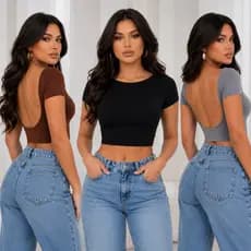 Kit Cropped Costa Nua Feminino Blusinha Ombro a Ombro Suplex Moda Gringa Verão