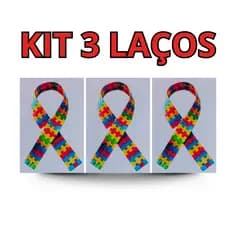 Kit com 3 Laços - Autista - Adesivo Em Vinil Super Resistente 11x7 cm