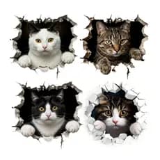 Adesivo Gato 3D Realista Parede Porta Carro Decorativo Vinil 15x15 ou 30x30 cm