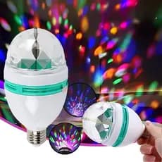 Lâmpada Giratória Colorida Led Bola Maluca Rgb Tomada para Festas Baladas