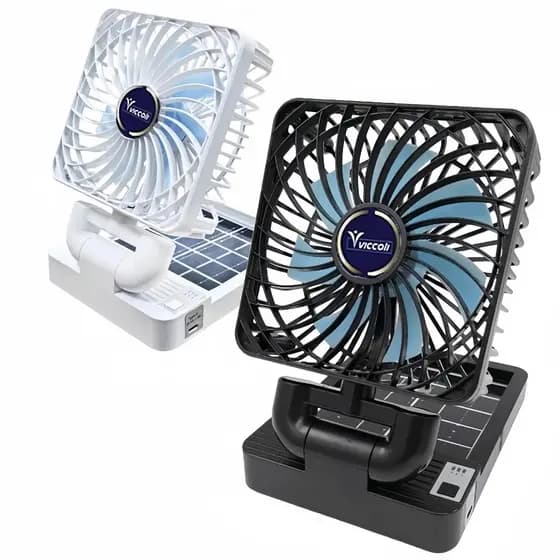 Ventilador Portátil Dobrável 3 Velocidades Recarregável Solar USB Casa e Carro