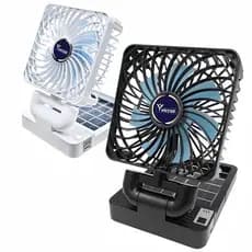 Ventilador Portátil Dobrável 3 Velocidades Recarregável Solar USB Casa e Carro