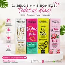 4 Spray Capilar Rhenuks Protetor Térmico Cronograma Capilar Crescimento Brilho e Cachos Completo 200ml - Envio Imediato