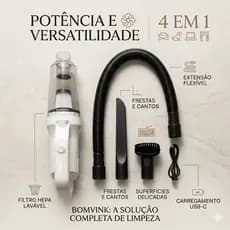 Mini Aspirador De Pó Automotivo E Residencial Sem Fio USB Recarregável