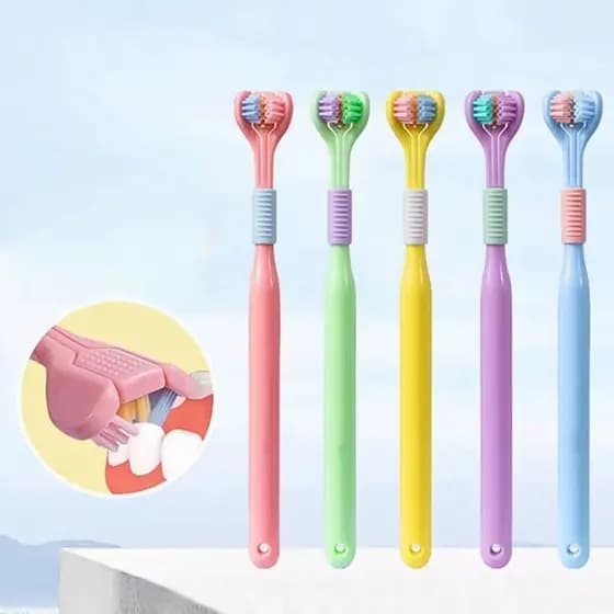 Escova Dental Escova De Dentes De Três Faces Macia Ultra Fina 3D Oral Saúde Bucal