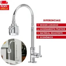 Torneira Gourmet Cozinha Bancada Mesa Pia Cano Inox Flexível 1/4 de volta envio imediato