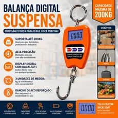 Balança suspensa digital portátil até 200kg balança de gancho de bagagem