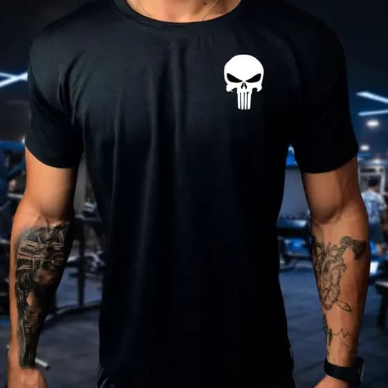 Camisa Dry Fit  Masculina - Modelo  JUSTICEIRO 01 Academia, Corrida, CrossFit, Ideal Para Treinos Intensos