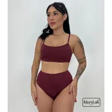 Conjunto Biquini Hot Pant Cintura Alta Top Alcinha Moda Praia