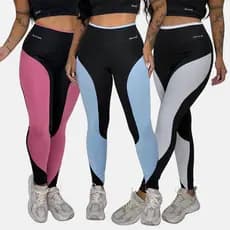 Calça Legging Fitness Bicolor Cintura Alta Modeladora Confortável Academia Treino Feminina