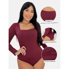 Body Segunda Pele Feminino Manga Longa Outono Inverno Premium Gola Quadrada Blusa Justa Confortável
