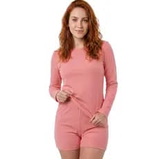 Conjunto Pijama Feminino Inverno Canelado Premium Blusa Manga Longa Short Babydoll Suede Quentinho