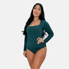 Body Feminino Manga Longa Inverno Outono Premium Gola Quadrada Blusa Justa Confortável