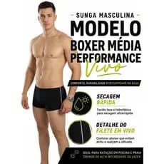 Sunga Boxer Média  Masculina Cordão Ajustável Forro Completo Poliéster Praia Piscina