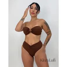 Biquíni Tomara Que Caía com BOJO REMOVIVEL Calcinha Cintura Alta Confortável Moda Praia 2026