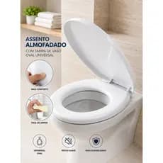 Assento Sanitário Almofadado Com Tampa Vaso Banheiro Universal Oval Confortável Desing Ajustável