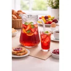 Jarra de Vidro Com Alça 1,3L Para Suco Água Chá e Drinks Para Bares e Restaurantes Com Tampa