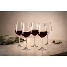 Jogo 6 Taças Vinho Cristal 490ml Luxo Refinada Vidro Cristalino Drink Água Coquetel Diamante Resistente Xtra