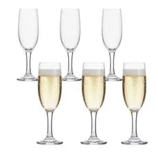 Kit 6 Taças Champanhe Cristal Espumante Vidro Cristalino Luxo Moderno 190ml Festas Buffet Diamante