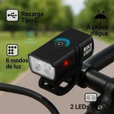 Lanterna Recarregável Tipo C Para Bike – LED T6 Com Zoom e 3 Focos Super Forte