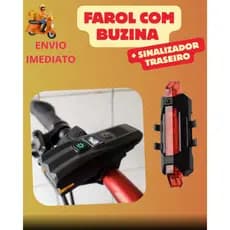 Farol Lanterna Wireless com Buzina + Sinalizador Traseiro Para Bike
