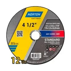 Disco De Corte Norton Standard 4.1/2 Aço Carbono Inox Metal Metalon 12 Unidades