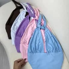 Cropped Feminino Multiformas Poliamida Top Frente Única Ajustável 7 Amarrações Cropped Verão Tendência