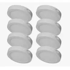 Kit 8 Unidades Plafon Sobrepor Redondo Branco Quente 3000K/3200K Potência 18w