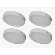 Kit 4 Unidades Plafon Sobrepor Redondo Branco Quente 3000K/3200K Potência 18w