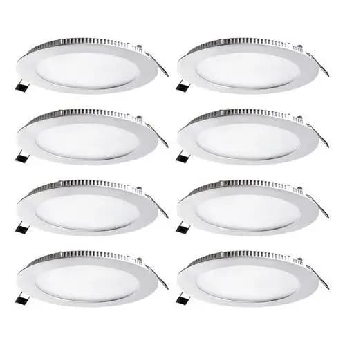 Kit 8 Unidades Plafon Embutir Redondo Branco Quente 3000K/3200K Potência 24w