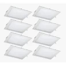 KIT 8 UNIDADES PLAFON EMBUTIR QUADRADO BRANCO QUENTE 3000K/3200K POTÊNCIA 12W