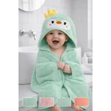 Toalha De Bebê Soft Com Capuz Bordada Infantil Alta Absorção Banho Piscina Macia Luxo