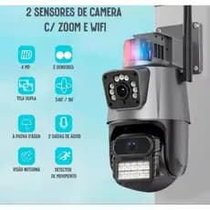 Câmera de Segurança Wifi Externa 4K Lente Dupla Icsee À Prova D'água Giro 360° Zoom Alarme Polícia Original