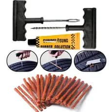 Kit Borracheiro Reparo de Pneu Sem Câmara com Refil Macarrão Completo para Carro e Moto