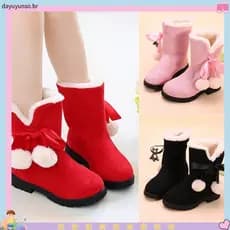 YAOPI Meninas Botas De Neve Inverno Quente Pelúcia Crianças Bonito Princesa Doce Arco-Nó Com Bola Hairball Rebanho 27-38